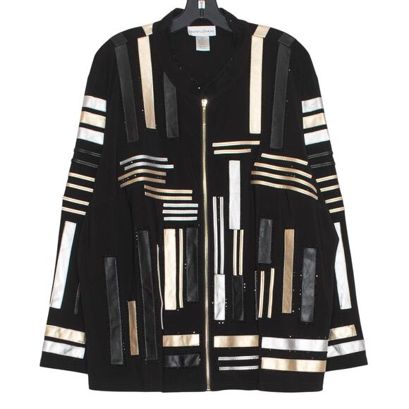 Drapers & Damons Jacket Minimalist Contemporary Artsy Zip Metallic Black 3XL - Picture 1 of 7